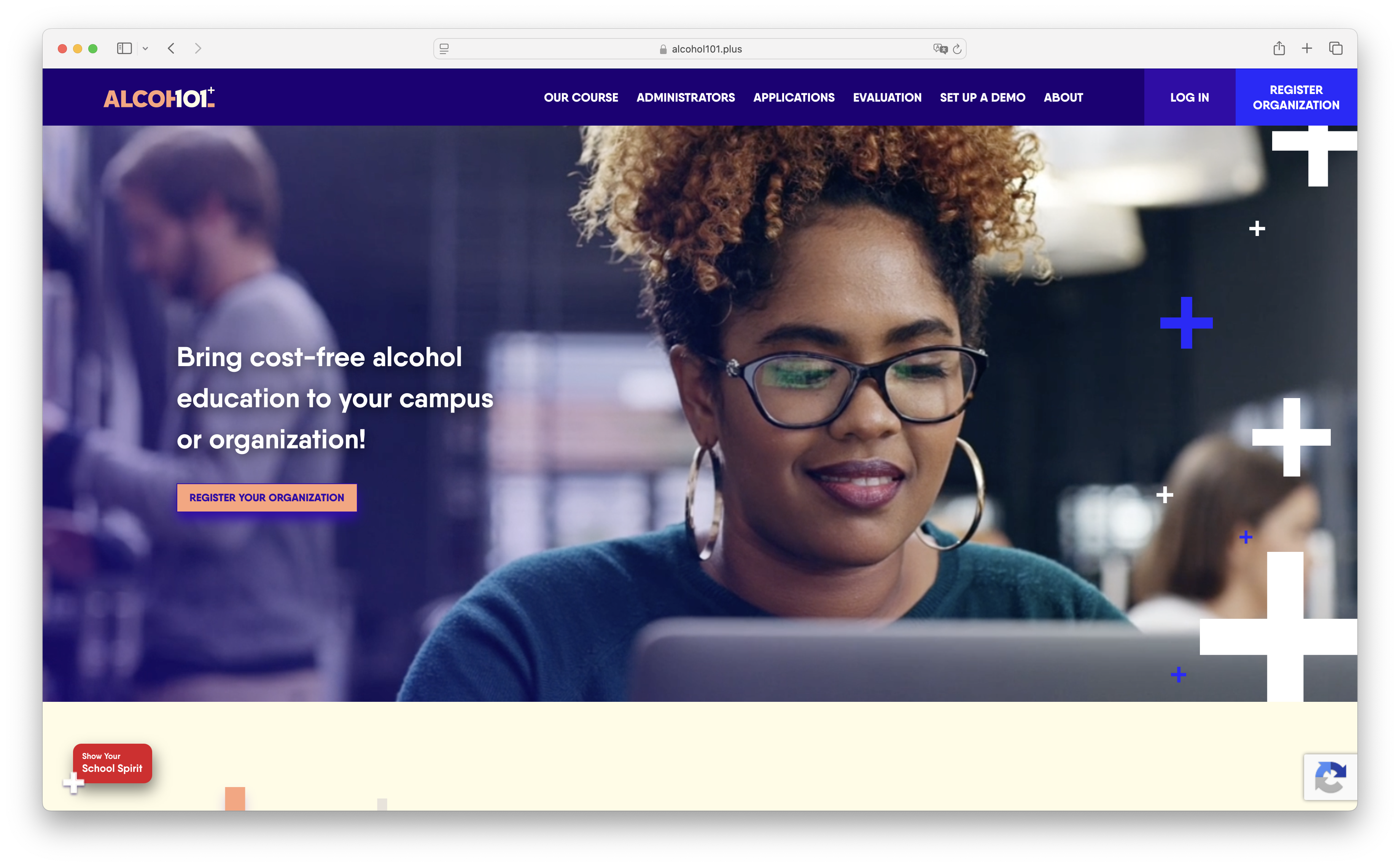Alcohol101+ alcohol-education platform landing page